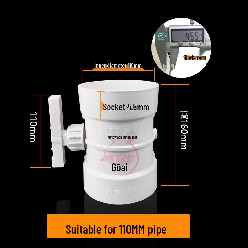 ПВХ ручной дроссель-бабочка для вентиляционных каналов (Размеры: 75, 110, 160, 200)
