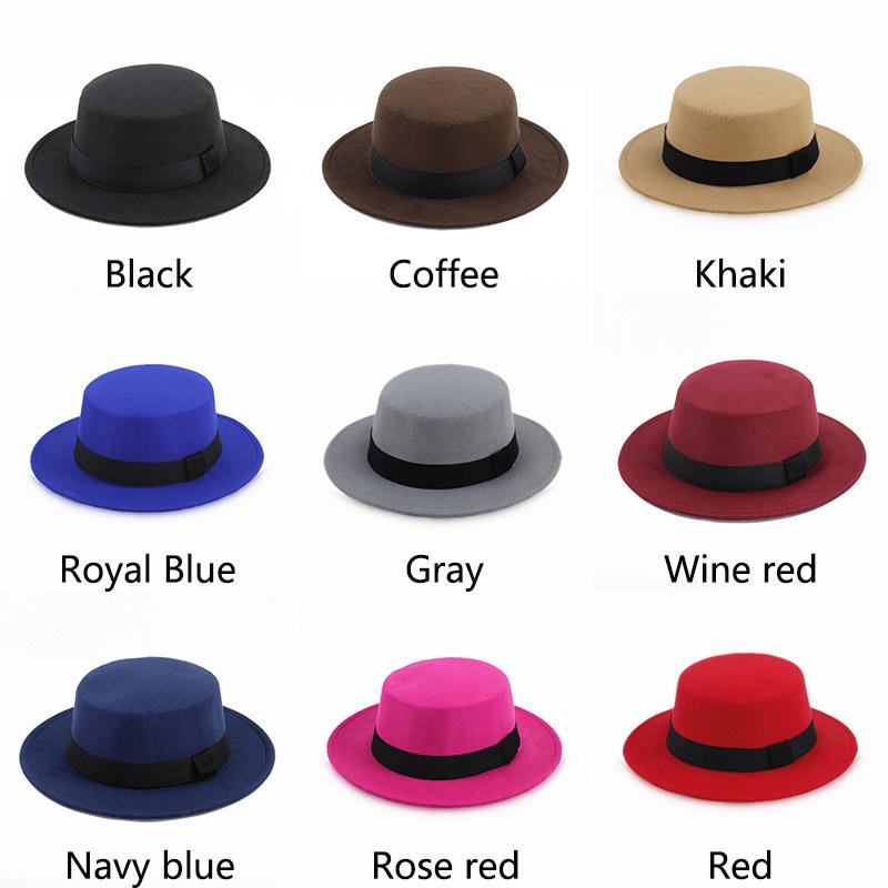 Шерстяная шляпа-каноте с плоским цилиндром для женщин и мужчин, фетровая шляпа с широкими полями, цилиндр, осенне-зимняя шляпа в стиле ретро, ​​джазовая шляпа
