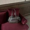 Vintage Motorcycle Baotou Layer Leather Multi-pocket Bowling Bag Commuter Hand Bill Shoulder Briefcase Woman