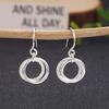 S925 Silver Interlocking Rings Earrings, Women's Geometric Fashion, Simple Silver Dangle Hooks