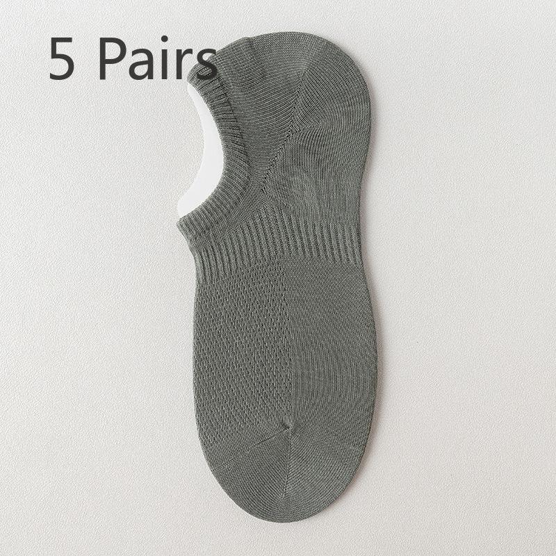 5 пар мужских сетчатых дышащих носков из чистого хлопка с защитой от скольжения и низким верхом и небольшим отверстием