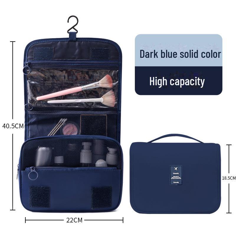 Portable Waterproof Twill Toiletry Bag with Hook and Large Capacity
