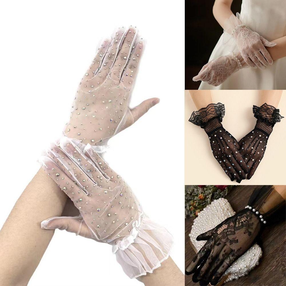 Floral Transparent Gloves Retro Short Gloves High Quality Wedding Gloves for Women