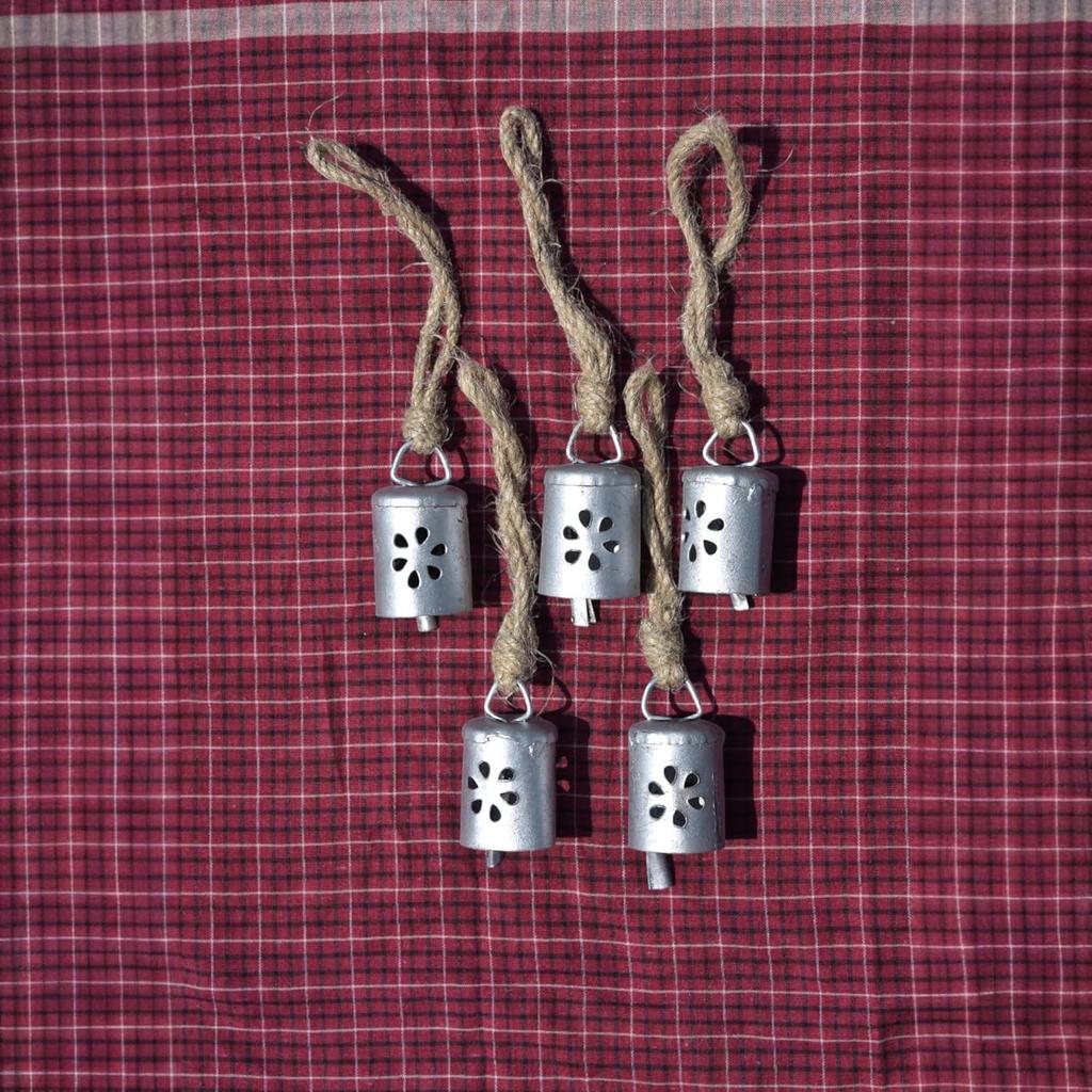 Handmade Rustic Hanging Bells for Farmhouse Decor, 10 Pc Vintage Jingle Bells for DIY Crafts and Christmas Ornaments