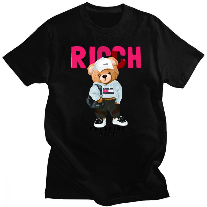 2023 Creative Teddy Robot Print Tshirt Cool Robotic Graphic Streetwear Women Men Casual Oversized Tee Hip Hop Grunge Tee Custom