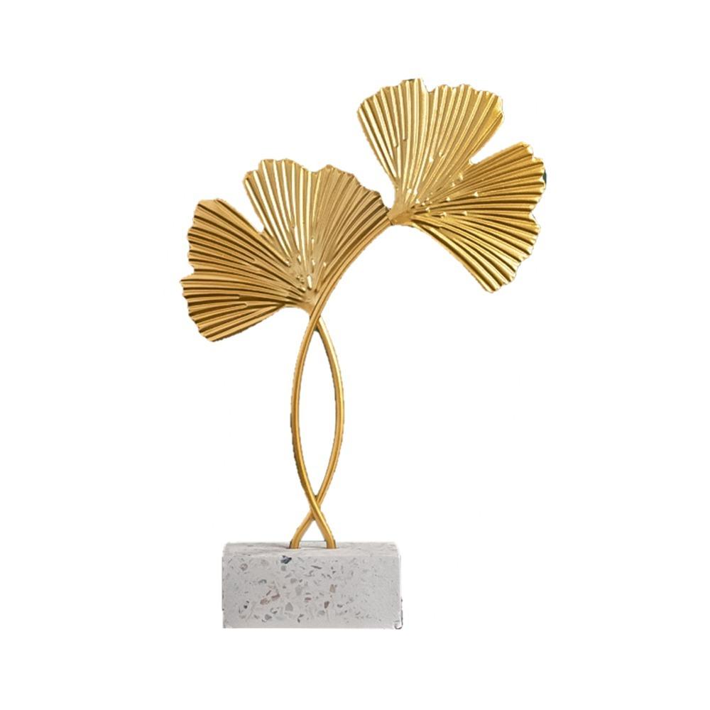 Golden Iron Gold Leaf Cement Base Ornament Hotel Room Desktop Decoration