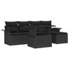6-piece Garden Sofa Set with Cushions Black Poly Rattan, 2-seater Garden Sofa with Storage and Cushions Rattan 3357006