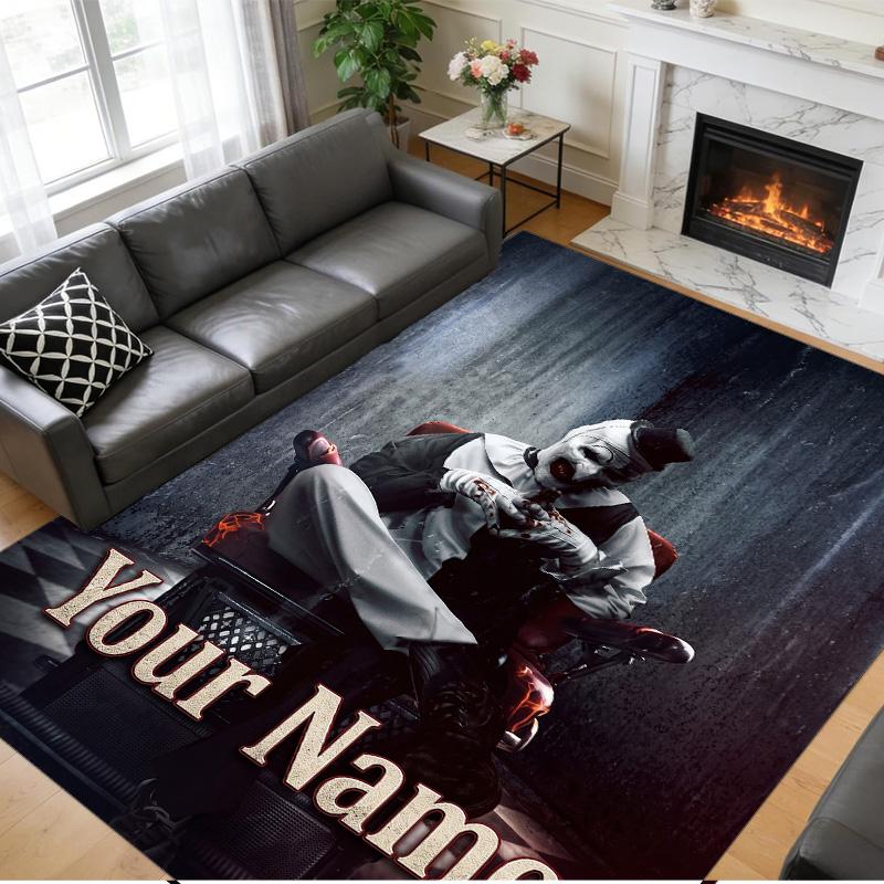 Crystal Velvet Rug Custom Name Text, Soft Non Slip Floor Mat Home DecorTerrifier Art the Clown
