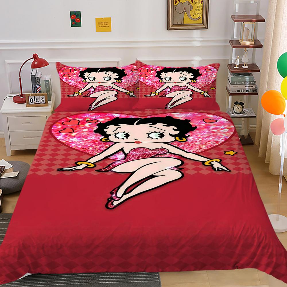 Bedding Set Cover Lovely 3D Betty Boop Printing Girl Double Size Home Textiles Comforter Cover Set