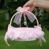 Wedding Supplies Rhinestone Basket Lace Bamboo Flower Basket Portable Small Flower Basket