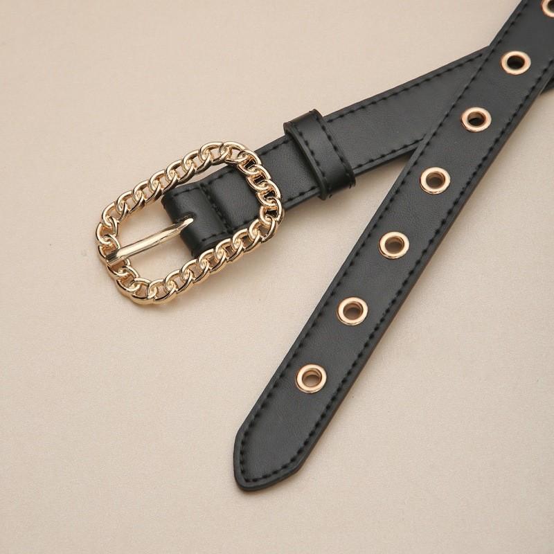 Женский винтажный качественный пояс с золотой пряжкой, тонкий пояс для талии, модный и универсальный аксессуар