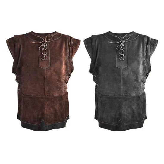 Мужской средневековый панк-жилет викингов, костюм Арчера для косплея, для взрослых, нагрудный доспех, наряд для ролевой игры, куртка-куртка, мужской охотничий жилет на Хэллоуин, пиратский жилет
