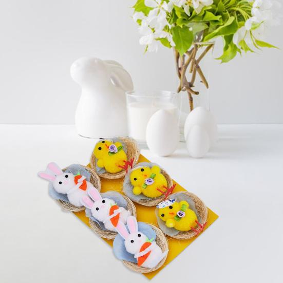 Easter Fur Chicks Mini Plush Simulation Chick Bunny Ornament with Nest Furry Animals Toy Easter Egg Filler for Kids DIY Home Garden Decoration