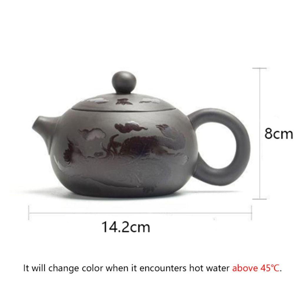 Hand-made Changes Color Purple Clay Teapot Dragons Phoenixs Pattern Tea Infuser  Living Room