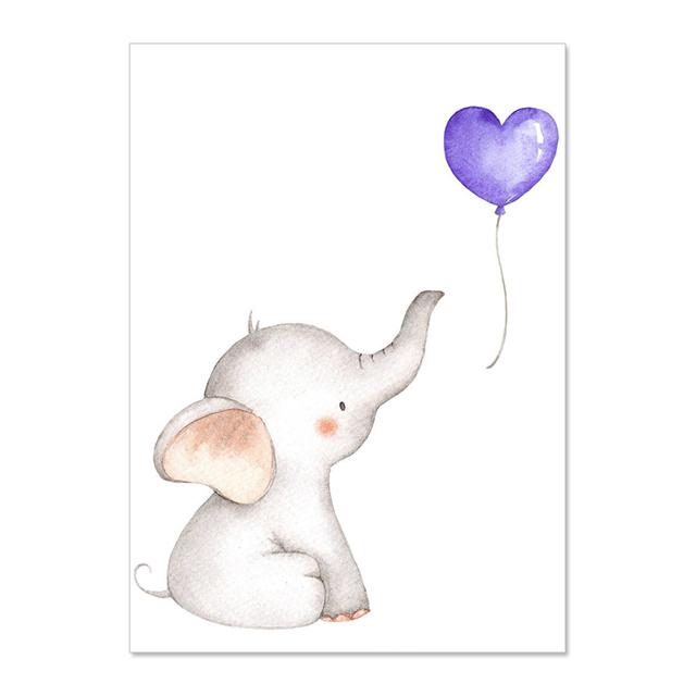 Слоненок с воздушным шаром, настенная живопись на холсте, детские постеры и принты, настенные панно, декор для детской комнаты, без рамки