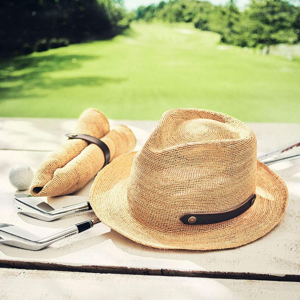 Шляпа UKH057 Paulo Raffia Fedora Шляпа 58 см 60 см пояс Мужская Женская Шляпа Защита от солнца Защита от ультрафиолета Размер (Магазин Танака) Мужской (L (60см))