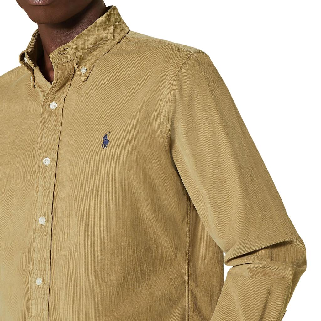 Polo Ralph Lauren Однотонная рубашка с длинным рукавом из вельвета с вышитым логотипом-лошадкой Мужские рубашки MNPOWOV16822012-260