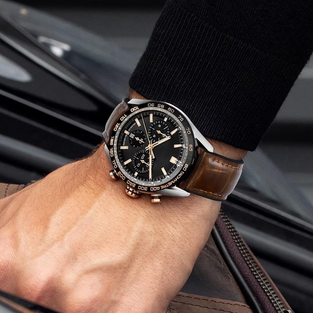 BINLUN Кожаный ремешок для часов с быстрым выпуском с узором крокодиловой кожи, с силиконовым дышащим сменным ремешком для мужчин и ремешком 20 мм, выпуск, внутренний, женский,