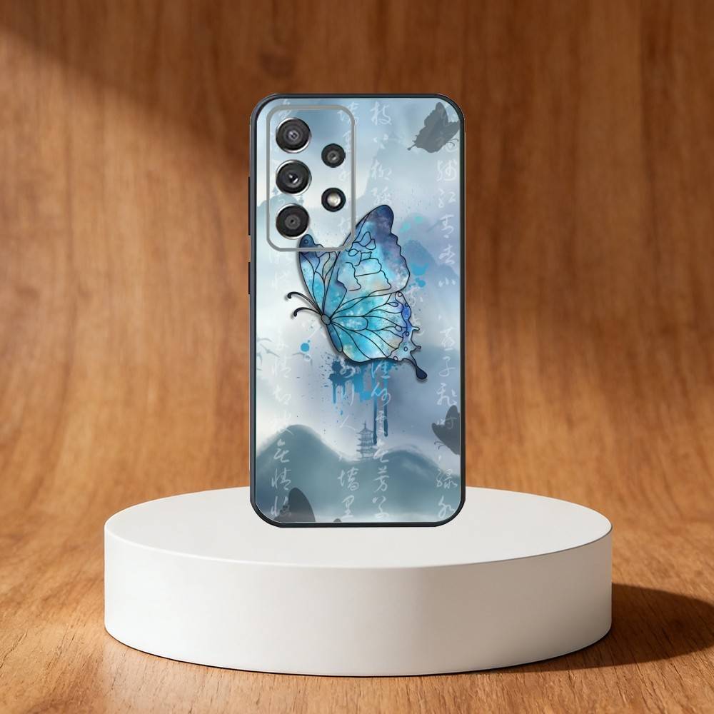 Ink wash painted butterfly Phone Case For Samsung S25,S24,S21,S22,S23,S30,Ultra,S20,Plus,Fe,Note,10,9,5G Black Cover