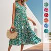 Women's Summer Temperament Ethnic Style Sleeveless V-neck Print Dress
