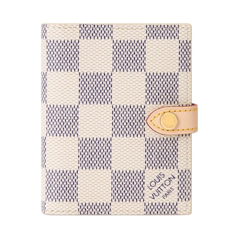 Louis Vuitton Classic Checkerboard Design Damier Azur Canvas Card Holder Women Accessories Beige Light-Purple N40948