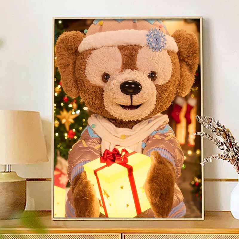 Disney diamond painting kit, 5D Duffy bear Christmas gift wall decoration art for living room, bedroom, study room, home decor