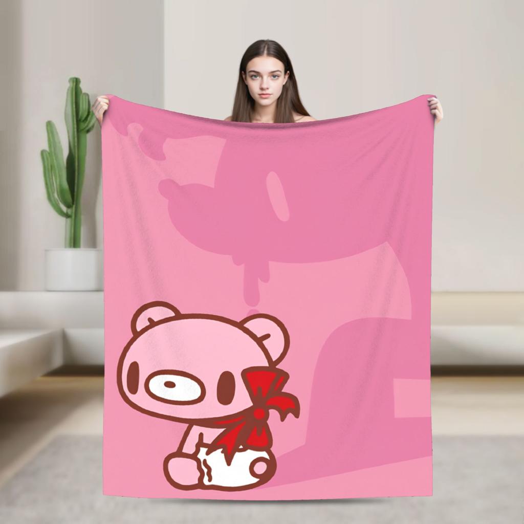 Gloomy Bear Blanket Kawaii Super Warm Pattern Plush Bedding Throws For Bedroom Travel Flannel Bedspread Bed Cover