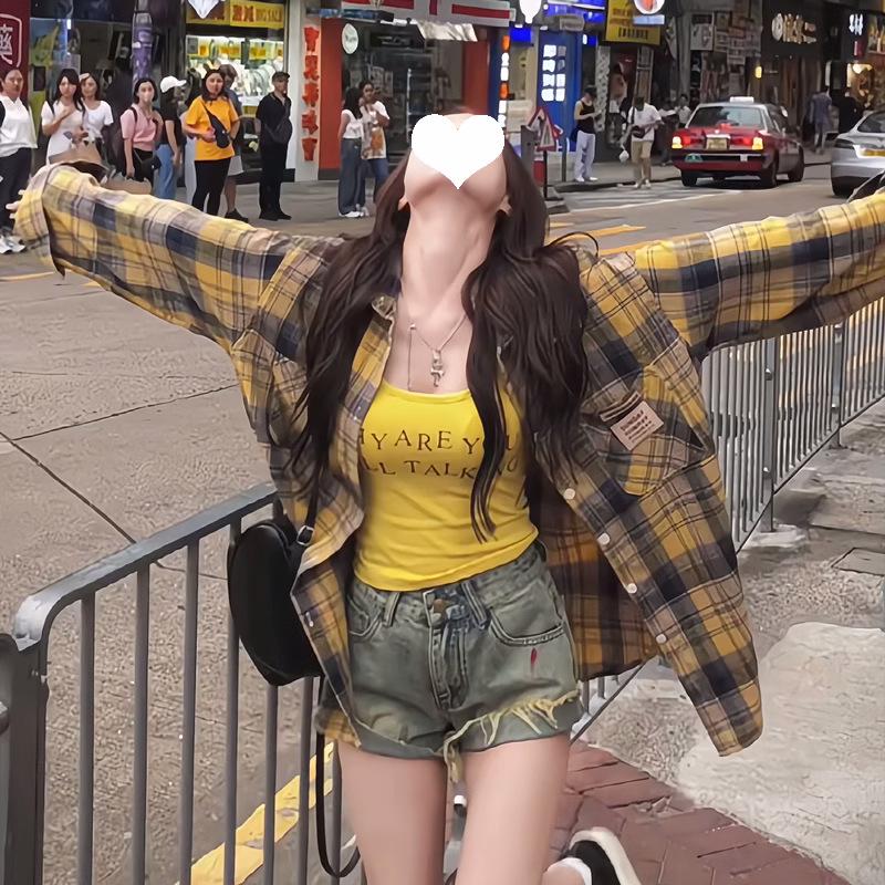 Женский кардиган с длинным рукавом в клетку ретро 2025