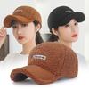 Women's Teddy Fleece Duckbill Cap: Warm Lambswool Suede Hat with Embroidery for Autumn & Winter Fashion