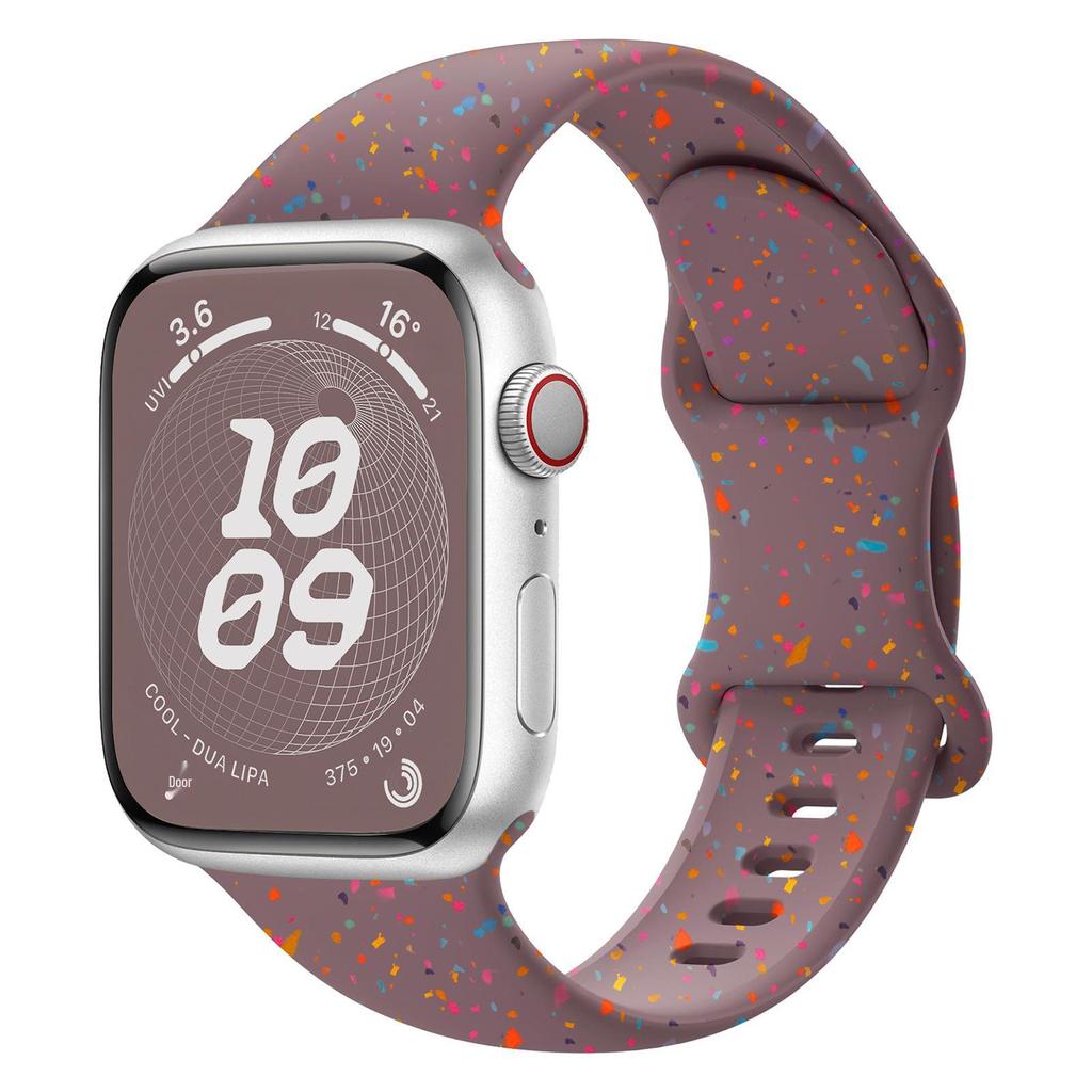 Ремешок для Apple Watch iWatch 9/S11/Ultra - Силиконовый с конфетти и пряжкой-бабочкой