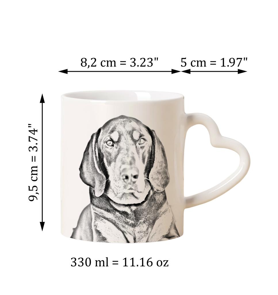 Black and Tan Coonhound I - cup with a dog, adorable cup with a heart-shaped handle, universal gift from the Art-Dog brand