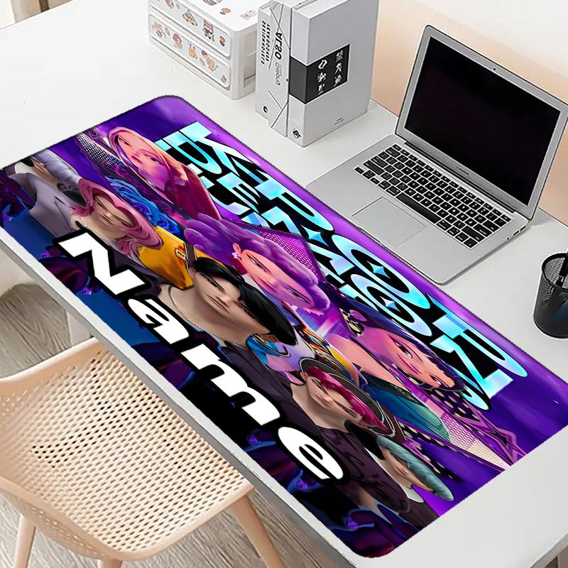 Custom Name Personalized KPop Demon Hunters Pattern Mousepad, Laptop PC Desk Mat, Decorative Desk Mat for Home Keyboard Pad Gift