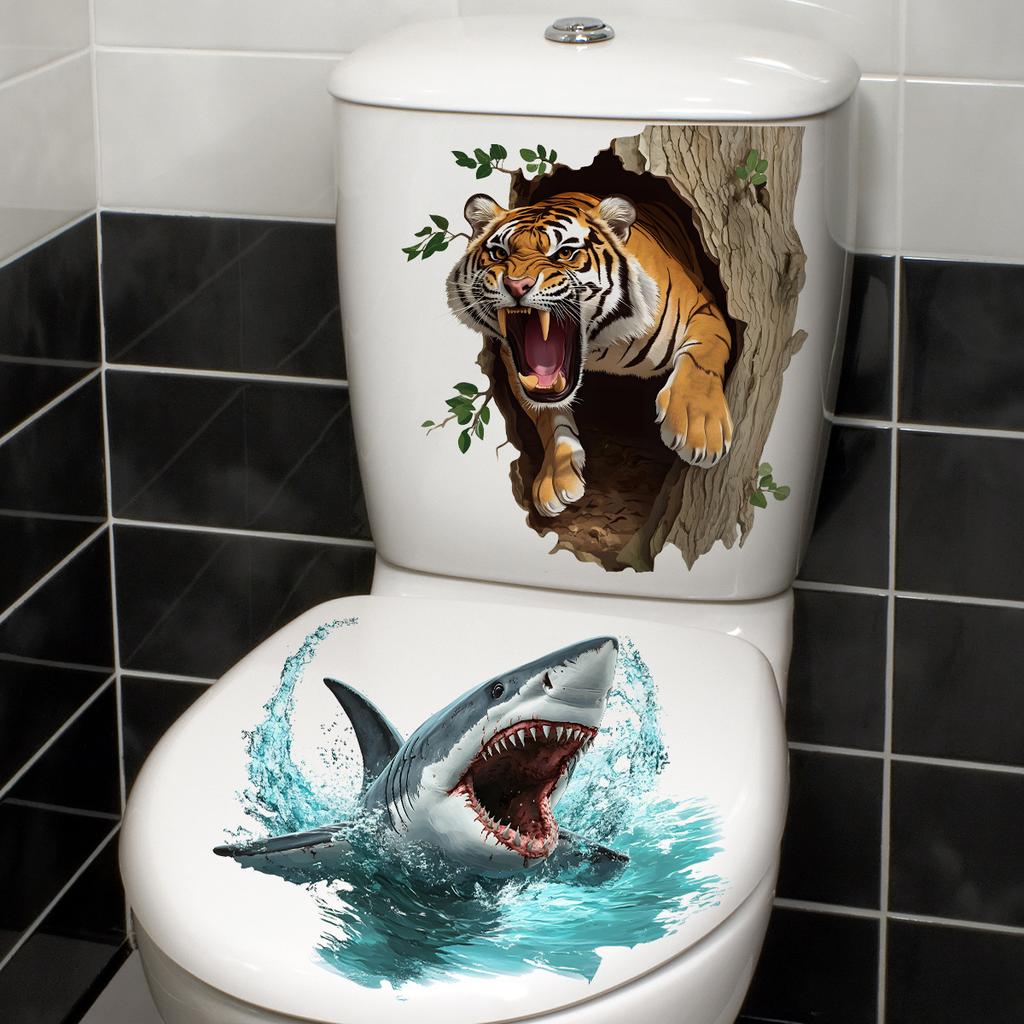 Наклейка на унитаз с изображением мультяшного кота, украшение для ванной комнаты и туалета, водонепроницаемая 3D-самоклеящаяся наклейка на крышку унитаза