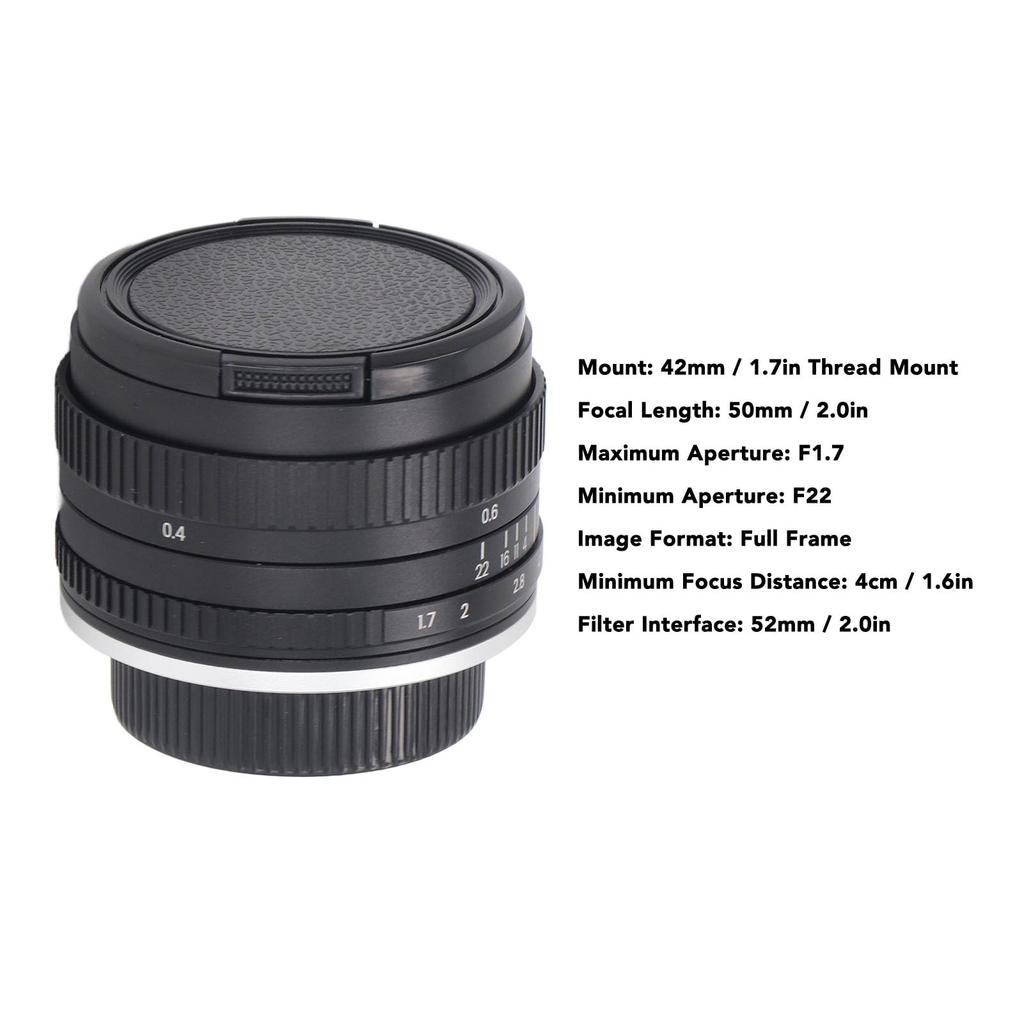 50 мм F1.7 Полнокадровый светосильный объектив с ручной фокусировкой, Фикс-объектив с креплением со стандартной резьбой 42 мм, Резкость и боке, Аксессуары для камеры
