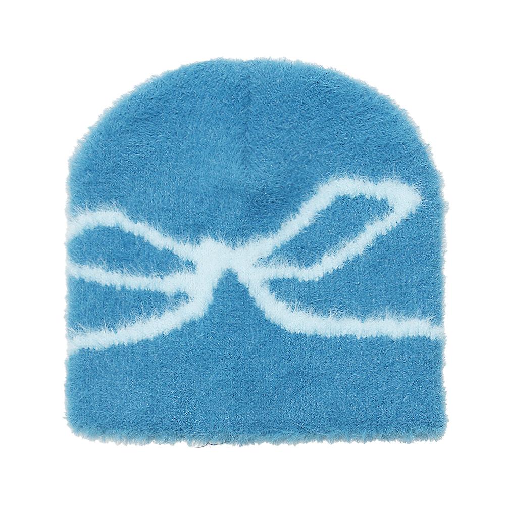 Плюшевая шапка-бини без полей, с бантом, жаккардовый узор, плюшевая теплая зимняя шапка женская 2025