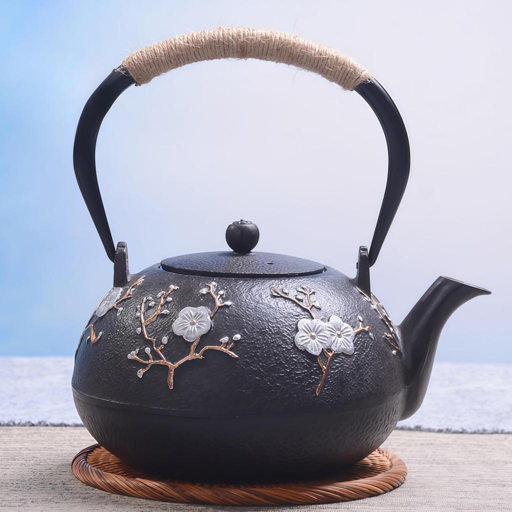 OULOVECO Iron Teapot with Iron Improves Water Stylish Iron Induction Cooking and Direct Heat Traditional Healthy Tea Ceremony Utensils for the Home