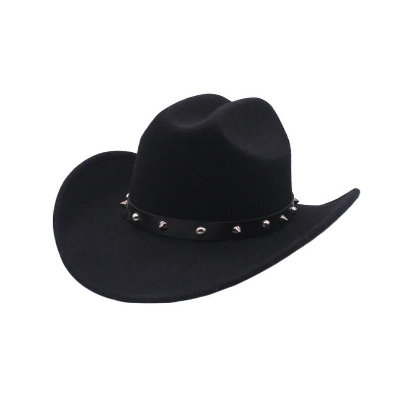 European and American outdoor sunshade sunscreen big-brimmed top hat, belt accessories, jazz hat, men's and women's cowboy hat, felt hat