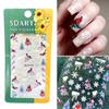 4set New Year Nail Art 5D Adhesive Stickers Embossed Color Christmas Nail Decals