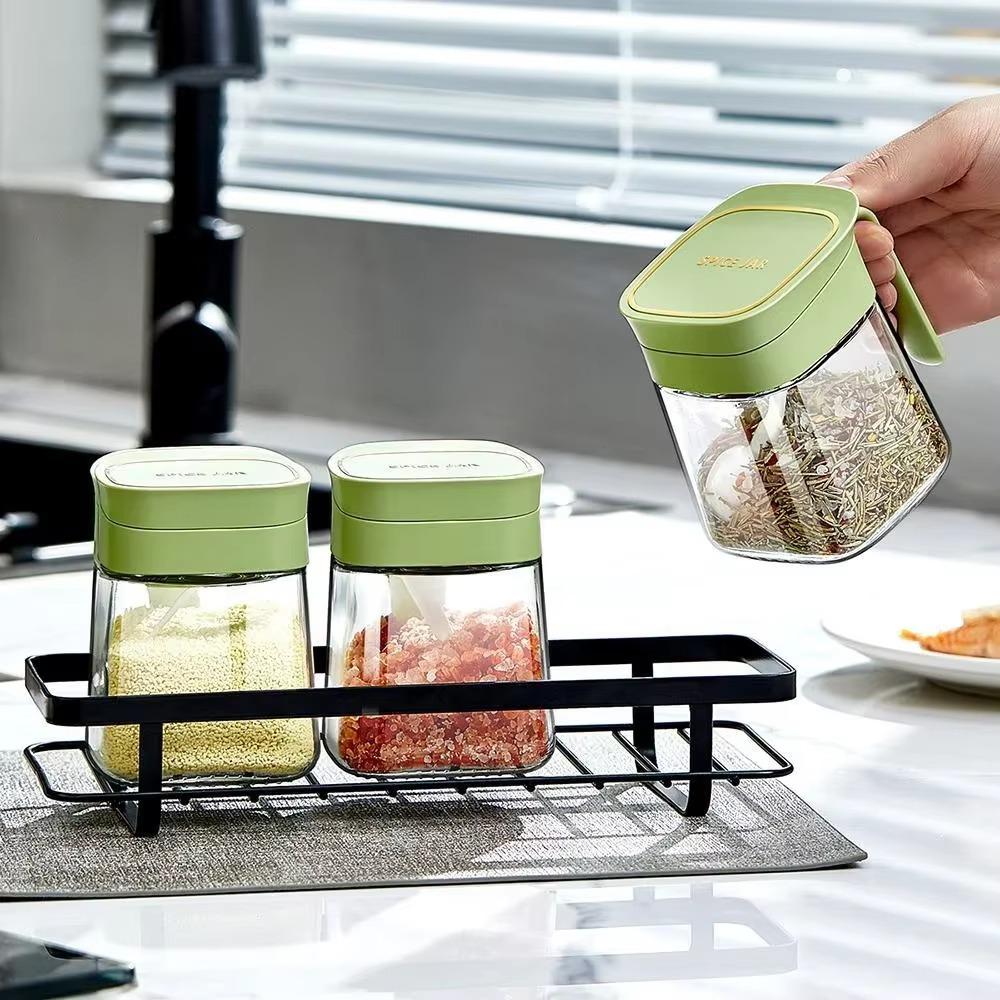 With Handle Glass Seasoning Jar Flip Design Seasoning Storage Box  Seasoning Storage