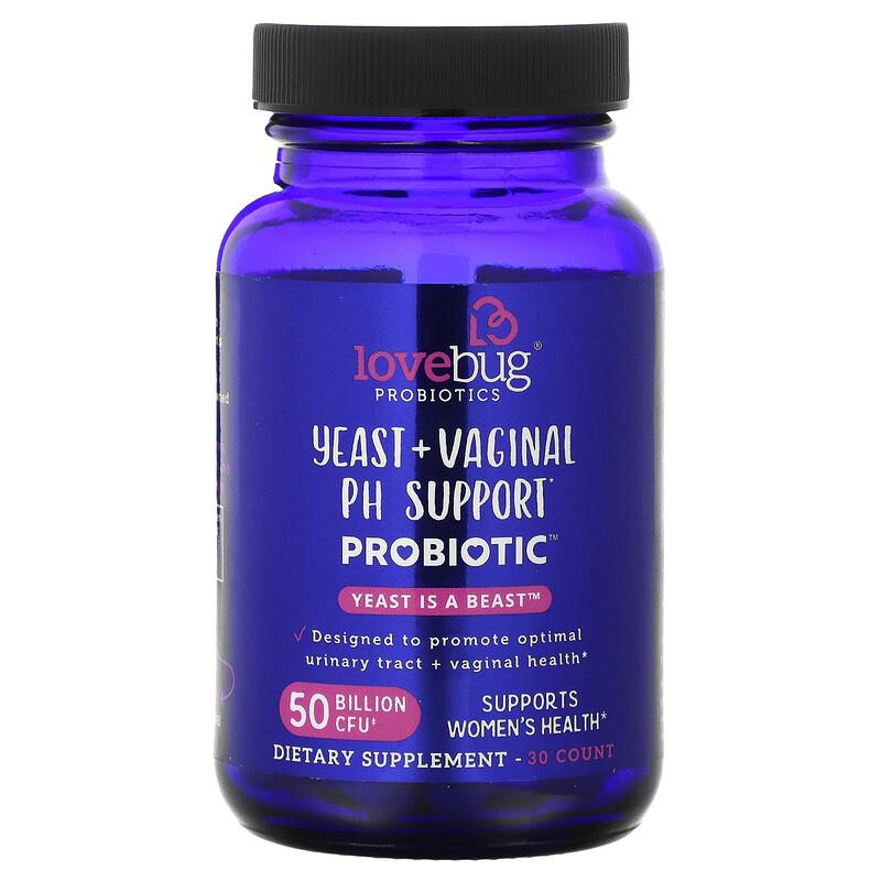 Yeast + Vaginal PH Support Probiotic, 50 Billion CFU, 30 Capsules