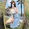 Cotton Blend Asymmetric High Waist Pencil Skirt For Women Spring Summer Office Work