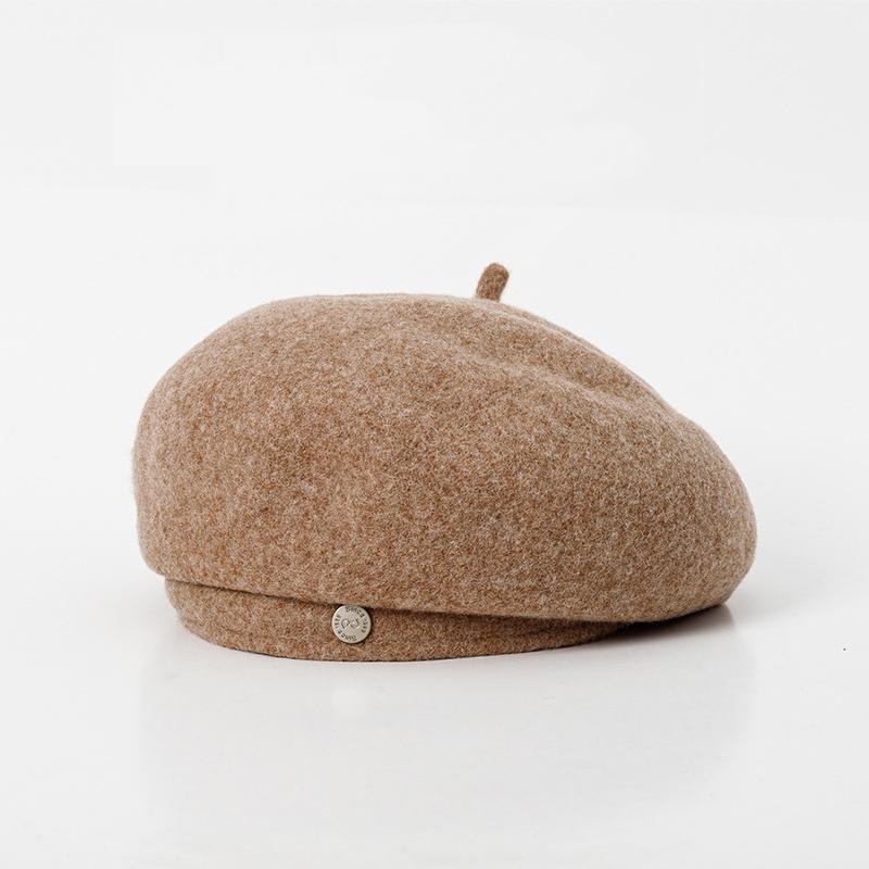Осенняя шерстяная восьмиугольная ракушка с большой головой, круглая женская ретро-шляпа художника с литературным темпераментом, зимняя теплая повседневная шапка для девочек