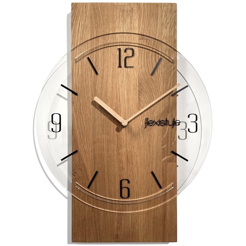 Wooden wall clock Geometric 40cm transparent dial