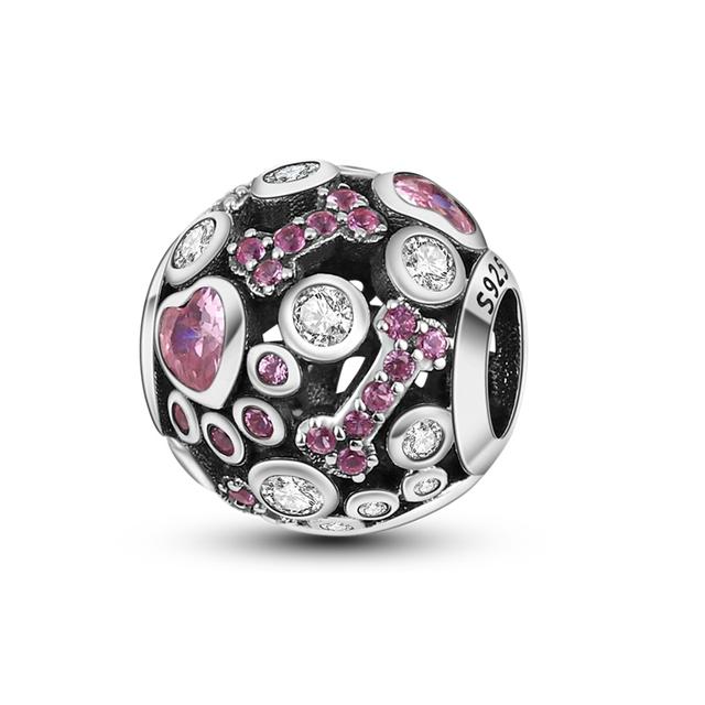 Новый Стерлингового Серебра 925 Красочные Круглые Инкрустированные Цирконом Подвески Бусины Подвеска Подходит Браслет 925 Серебряных Ювелирных Изделий Подарок