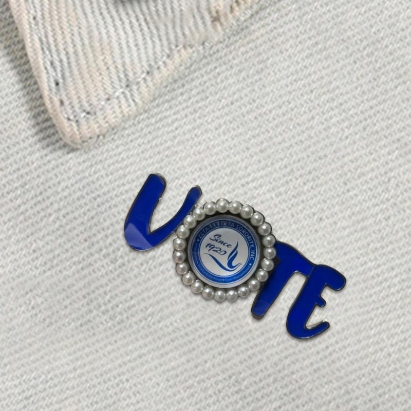 Значок-Брошь VOTE для женского сообщества, металлический значок, аксессуар для женского клуба на вечеринки и встречи, значок женской социальной группы, украшенный жемчугом