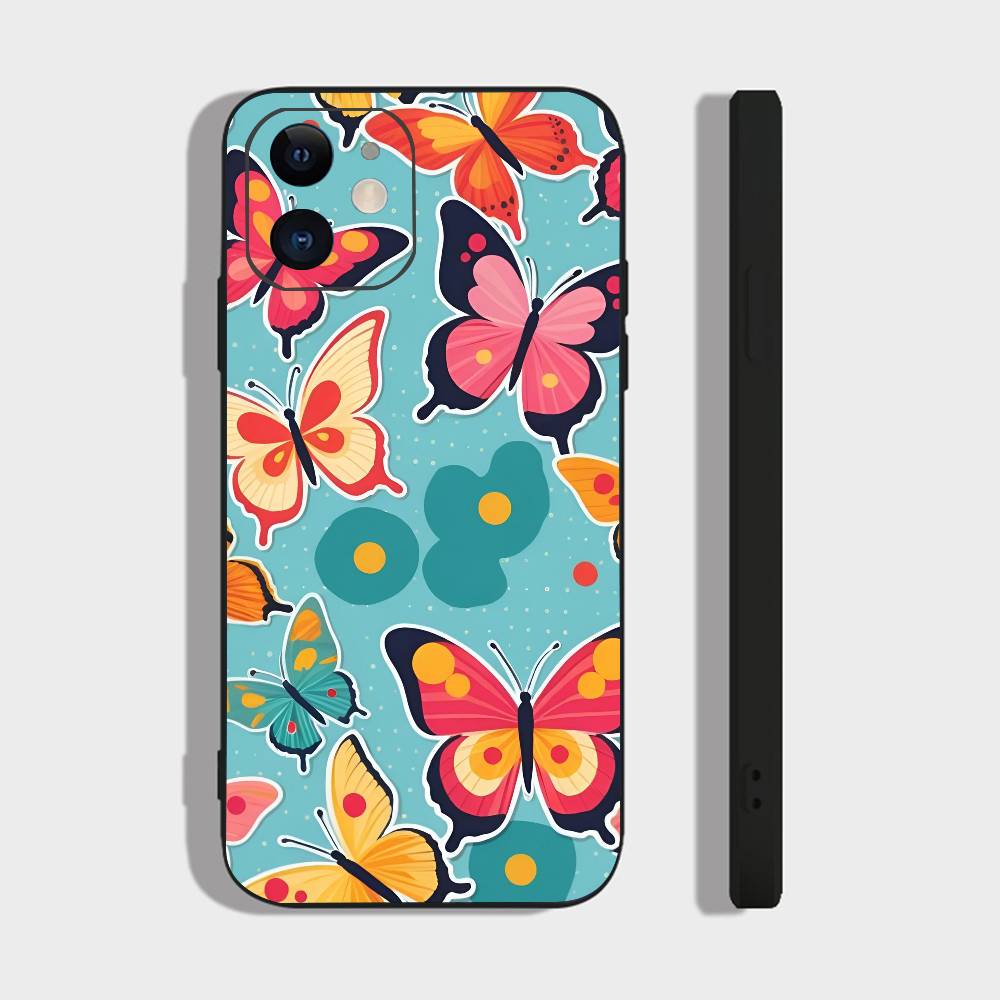 Художественная Бабочка Для IPhone 15 16 14 Plus 13 12 11 17 Pro Max 17 Air Черный Мягкий Чехол Для Телефона