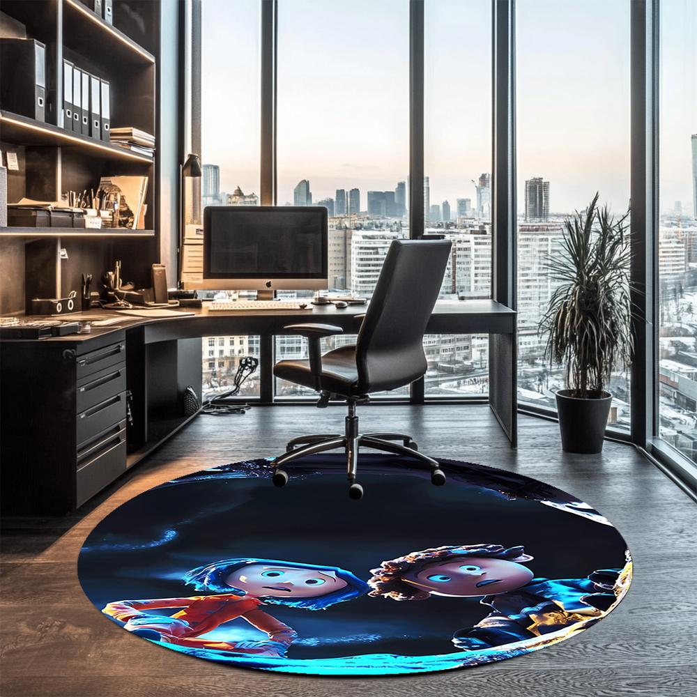 Coraline Printed Round Rug Carpet Chair Rug Area Rug Entryway Doormats,for Office Chair Living Room Bedroom Kitchen Room.