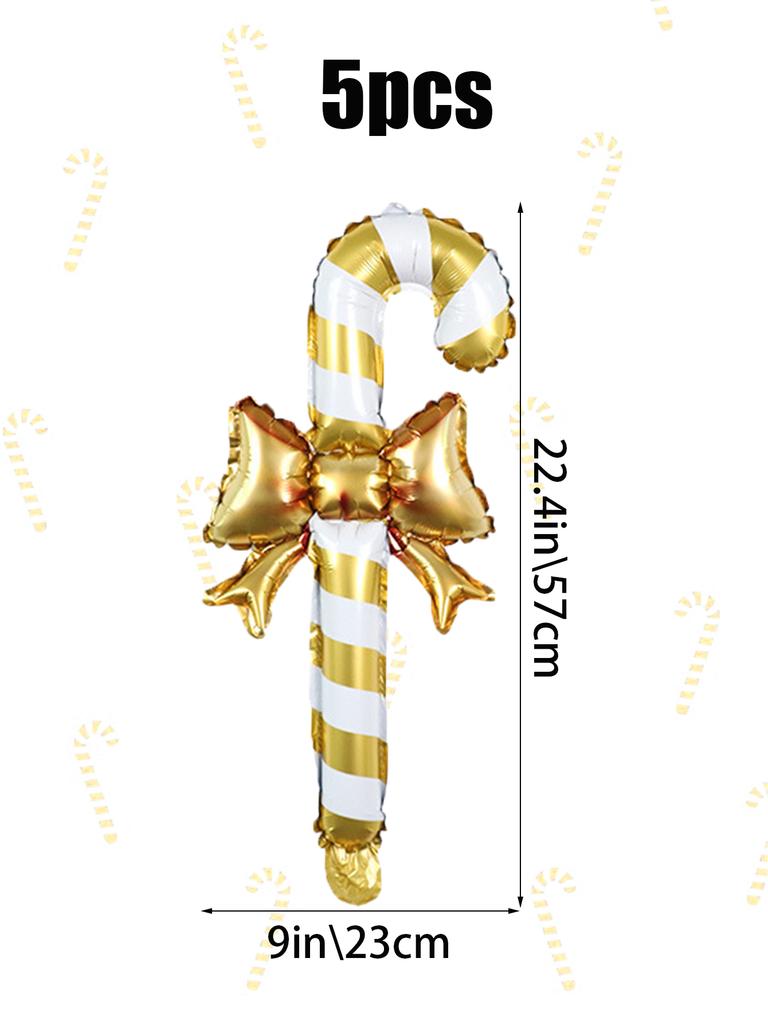 5 шт. Рождественский набор из фольгированных шаров в форме конфетных палочек розового, золотого, красного цвета, надувные рождественские палочки, рождественская вечеринка, праздничный реквизит