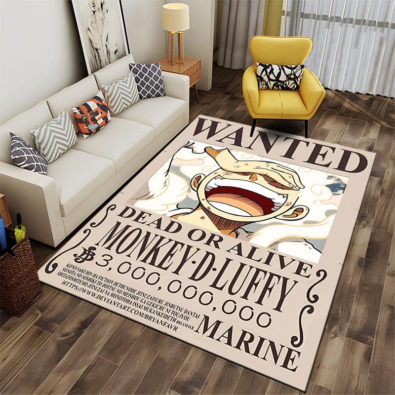 Wanted Monkey D. Luffy Poster suitable as a non-slip mat for the living room or bedroom sofa