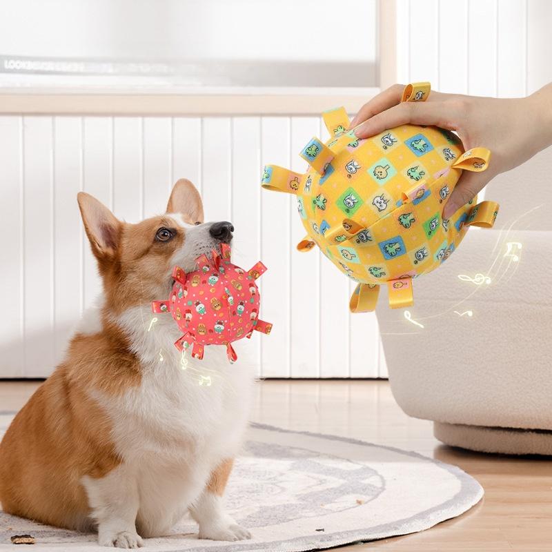 Training Interaction Squeaky Fabric Ball: Tear-Resistant Plush Chew Toy - Energy-Burning Solo Fun for Dogs and Cats